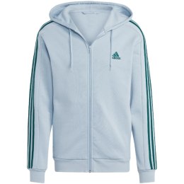 Bluza męska adidas Essentials Fleece 3-Stripes Full-Zip błękitna IJ8932