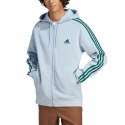 Bluza męska adidas Essentials Fleece 3-Stripes Full-Zip błękitna IJ8932