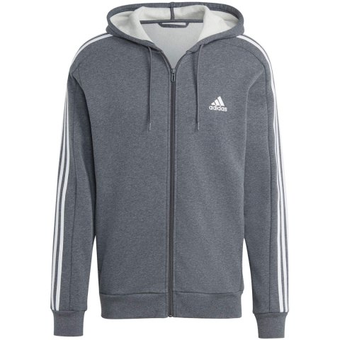 Bluza męska adidas Essentials Fleece 3-Stripes Full-Zip szara IJ6480