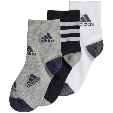 Skarpety dla dzieci adidas Graphic 3P szaro-biało-czarne HN5736