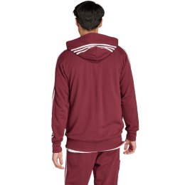 Bluza męska adidas Essentials French Terry 3-Stripes Full-Zip Hoodie bordowa IS1365