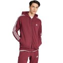 Bluza męska adidas Essentials French Terry 3-Stripes Full-Zip Hoodie bordowa IS1365