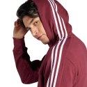 Bluza męska adidas Essentials French Terry 3-Stripes Full-Zip Hoodie bordowa IS1365