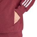 Bluza męska adidas Essentials French Terry 3-Stripes Full-Zip Hoodie bordowa IS1365