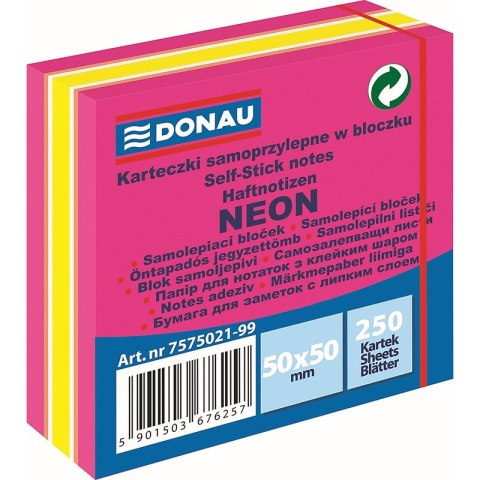 Karteczki Donau 50x50mm neon-pastel mix kolorów (250)
