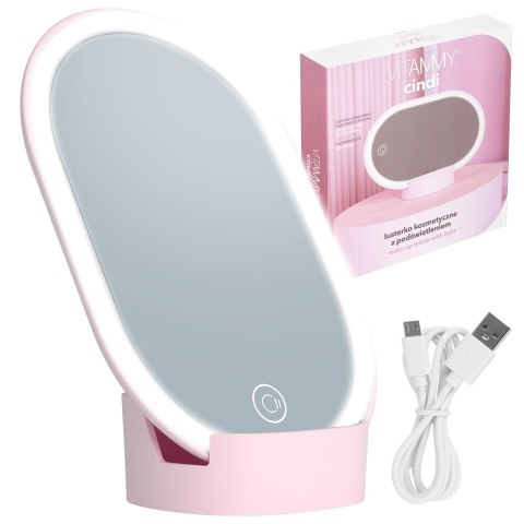 VITAMMY CINDI Lusterko do makijażu z podświetleniem LED, regulacja jasności VITAMMY CINDI Lusterko do makijażu z podświetleniem LED, regulacja jasności