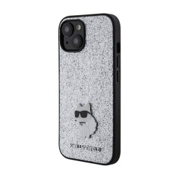 Karl Lagerfeld Fixed Glitter Choupette Logo Metal Pin - Etui iPhone 15 / 14 / 13 (srebrny)