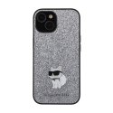 Karl Lagerfeld Fixed Glitter Choupette Logo Metal Pin - Etui iPhone 15 / 14 / 13 (srebrny)