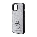 Karl Lagerfeld Fixed Glitter Choupette Logo Metal Pin - Etui iPhone 15 / 14 / 13 (srebrny)