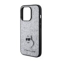 Karl Lagerfeld Fixed Glitter Choupette Logo Metal Pin - Etui iPhone 15 Pro (srebrny)