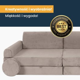 Sofa Dziecięca Premium Różowa Rozkładana Przyjemna W Dotyku Siedzisko Pufy