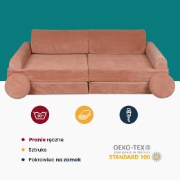 Sofa Premium Sztruksowa Szara Dziecięca Rozkładana Siedzisko Miejsce Zabaw