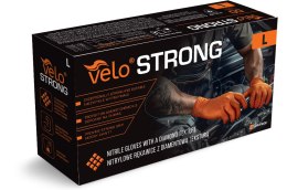 VELO STRONG GRIP pomarańczowe rozm. L /50 szt. Mocne rękawice nitrylowe, robocze z gripem