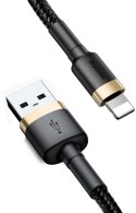 KABEL USB-A / Lightning iPhone Baseus Cafule CALKLF-BV1 100cm Apple 2.4A CZARNO-ZŁOTY W OPLOCIE