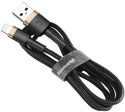 KABEL USB-A / Lightning iPhone Baseus Cafule CALKLF-BV1 100cm Apple 2.4A CZARNO-ZŁOTY W OPLOCIE