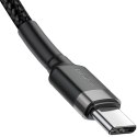 KABEL USB-C / USB-C Baseus Cafule CATKLF-GG1 100cm 60W 3A PD 2.0 QC 3.0 CZARNO-SZARY W OPLOCIE