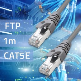 Qoltec Kabel Patchcord FTP | CAT5e | 2 x RJ-45 | 1m | High speed | Gold | Ekranowany