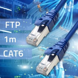 Qoltec Kabel Patchcord FTP | CAT6 | 2 x RJ-45 | 1m | High speed | Gold | Ekranowany