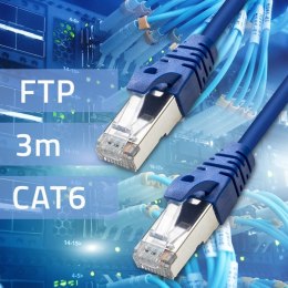 Qoltec Kabel Patchcord FTP | CAT6 | 2 x RJ-45 | 3m | High speed | Gold | Ekranowany