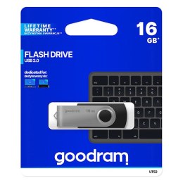 Goodram USB flash disk, USB 2.0, 16GB, UTS2, czarny, UTS2-0160K0R11, USB A, z obrotową osłoną