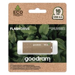 Goodram USB flash disk, USB 3.0, 16GB, UME3 ECO FRIENDLY, brązowy, UME3-0160EFR11, USB A, z osłoną