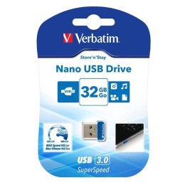 Verbatim USB flash disk, USB 3.0, 32GB, Nano, Store N Stay, niebieski, 98710, USB A