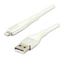 Logo USB kabel (2.0), USB A M - Apple Lightning M, 1m, MFi certifikat, 5V/2,4A, biały, box, oplot nylonowy, aluminiowa osłona zł