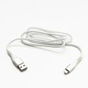 Logo USB kabel (2.0), USB A M - Apple Lightning M, 1m, MFi certifikat, 5V/2,4A, biały, box, oplot nylonowy, aluminiowa osłona zł