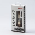 Logo USB kabel (2.0), USB A M - Apple Lightning M, 1m, MFi certifikat, 5V/2,4A, złoty, box, oplot nylonowy, aluminiowa osłona zł