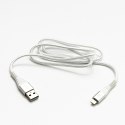 Logo USB kabel (2.0), USB A M - Apple Lightning M, 2m, MFi certifikat, 5V/2,4A, biały, box, oplot nylonowy, aluminiowa osłona zł