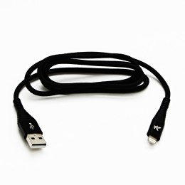 Logo USB kabel (2.0), USB A M - Apple Lightning M, 2m, MFi certifikat, 5V/2,4A, czarny, box, oplot nylonowy, aluminiowa osłona z