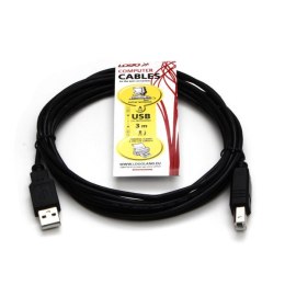 Logo USB kabel (2.0), USB A M - USB B (M), 3m, czarny