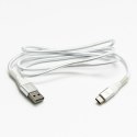 Logo USB kabel (2.0), USB A M - USB C (M), 1m, 480 Mb/s, 5V/3A, biały, box, oplot nylonowy, aluminiowa osłona złącza