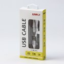 Logo USB kabel (2.0), USB A M - USB C (M), 1m, 480 Mb/s, 5V/3A, biały, box, oplot nylonowy, aluminiowa osłona złącza