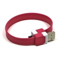 Logo USB kabel (2.0), USB A M - microUSB (M), 0.25m, różowy, blistr, na nadgarstek, EOL