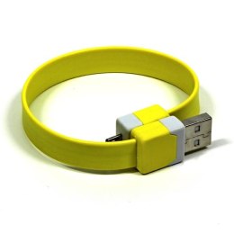 Logo USB kabel (2.0), USB A M - microUSB (M), 0.25m, żółty, blistr, na nadgarstek, EOL