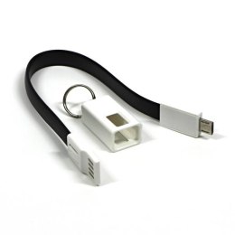 Logo USB kabel (2.0), USB A M - microUSB (M), 0.2m, czarny, blistr, breloczek na klucze, EOL