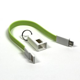 Logo USB kabel (2.0), USB A M - microUSB (M), 0.2m, jasnozielona, blistr, breloczek na klucze