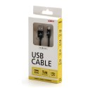 Logo USB kabel (2.0), USB A M - microUSB (M), 1m, 480 Mb/s, 5V/2A, czarny, box, oplot nylonowy, aluminiowa osłona złącza