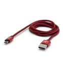 Logo USB kabel (2.0), USB A M - microUSB (M), 1m, 480 Mb/s, 5V/2A, czerwony, box, oplot nylonowy, aluminiowa osłona złącza