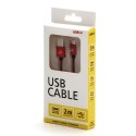 Logo USB kabel (2.0), USB A M - microUSB (M), 1m, 480 Mb/s, 5V/2A, czerwony, box, oplot nylonowy, aluminiowa osłona złącza