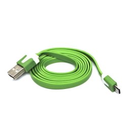 Logo USB kabel (2.0), USB A M - microUSB (M), 1m, płaski, zielony, blistr, EOL