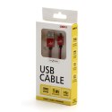 Logo USB kabel (2.0), USB A M - microUSB (M), 2m, 480 Mb/s, 5V/1A, czerwony, box, oplot nylonowy, aluminiowa osłona złącza