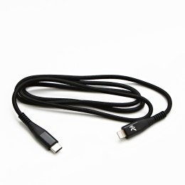 Logo USB kabel (2.0), USB C (M) - Apple Lightning M, 1m, MFi certifikat, 5V/3A, czarny, box, oplot nylonowy, aluminiowa osłona z