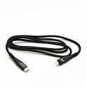 Logo USB kabel (2.0), USB C (M) - Apple Lightning M, 2m, MFi certifikat, 5V/3A, czarny, box, oplot nylonowy, aluminiowa osłona z