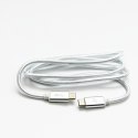 Logo USB kabel (3.2 gen 1), USB C (M) - USB C (M), 2m, 5 Gb/s, 5V/3A, biały, box, oplot nylonowy, aluminiowa osłona złącza