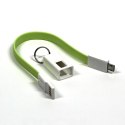 USB kabel (2.0), USB A M - microUSB (M), 0.2m, jasnozielona, breloczek na klucze, EOL