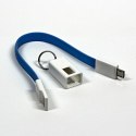 USB kabel (2.0), USB A M - microUSB (M), 0.2m, niebieski, breloczek na klucze, EOL