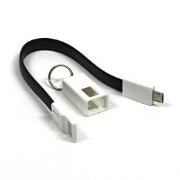 USB kabel (2.0), USB A M - microUSB (M), 49160, 0.2m, czarny, breloczek na klucze, EOL