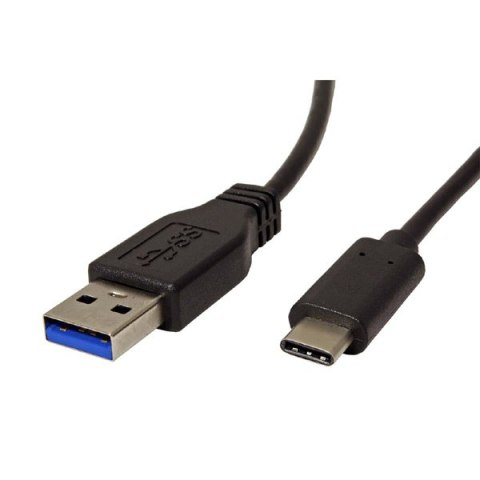 USB kabel (3.1), USB A M - USB C (M), 0.5m, okrągły, czarny, plastic bag